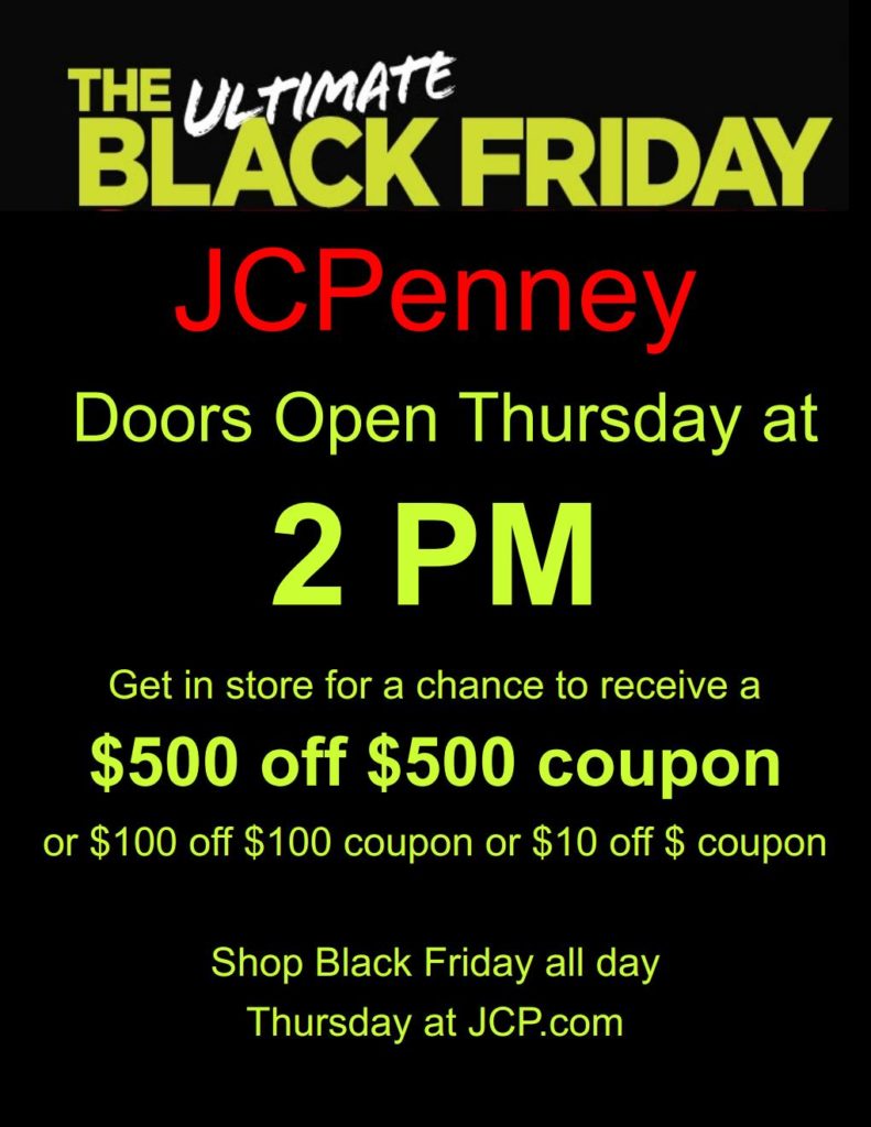 JC Penney Black Friday Information Biggs Park Mall