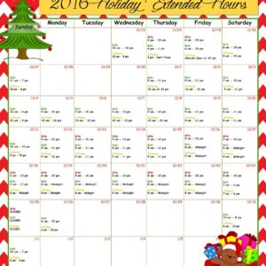 2016 Extended Holiday Hours