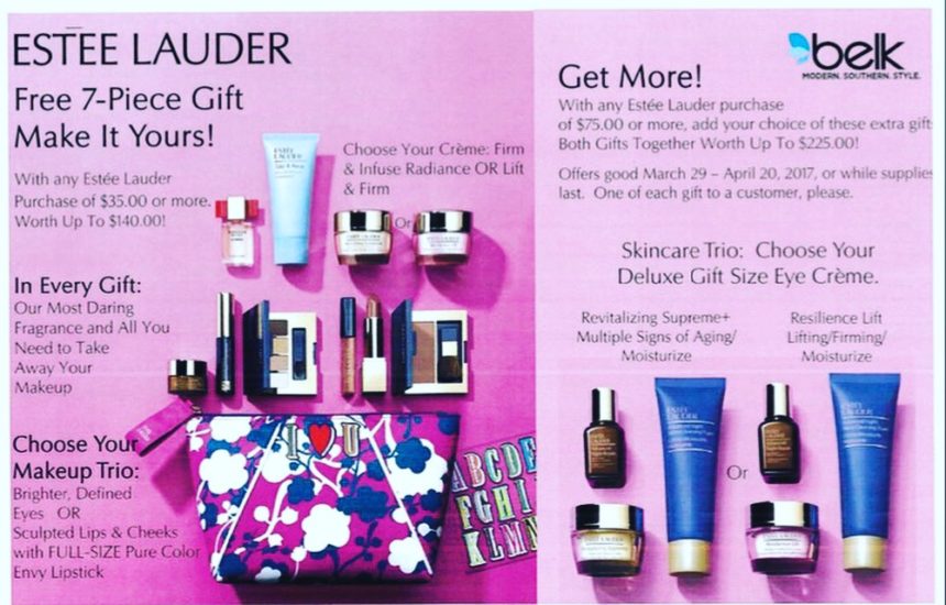 Free Estee Lauder or Gift with Purchase at Belk Biggs Park Mall