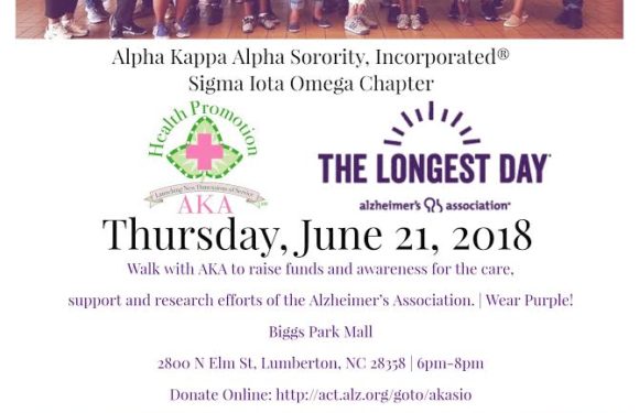 Walk with AKA to benefit the Alzheimer’s Association this Thursday