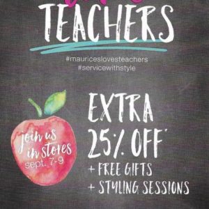 Maurice’s Special Offer for Teachers this Fall