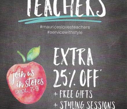 Maurice’s Special Offer for Teachers this Fall