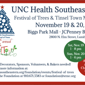 Vendors & Volunteers Needed for 37th Annual UNC Health Southeastern Festival of Trees & Tinsel Town Market