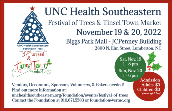 Vendors & Volunteers Needed for 37th Annual UNC Health Southeastern Festival of Trees & Tinsel Town Market